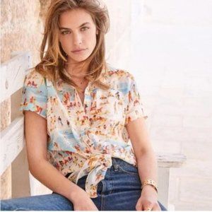 Sezane x G Kero Beach Silk Front Tie Shirt size 34/US 2